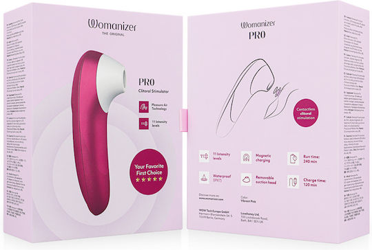 Womanizer Pro Vibrant Clitoral Stimulator Pink