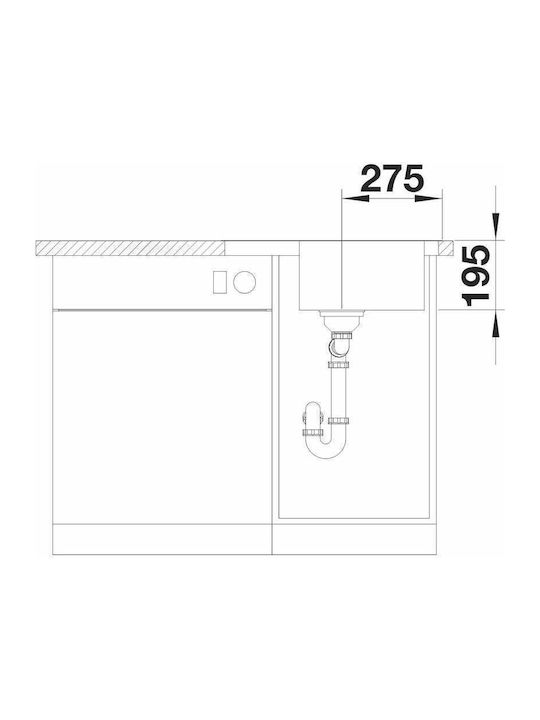 Blanco Dinas 45s Mini Drop-In Küchenspüle Rechts Inox M60xB50cm Silber