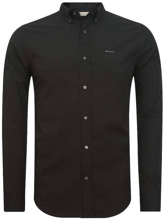 Long Sleeve Cotton Shirt in Regular Fit Black