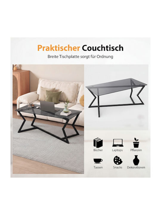 Rectangular Central Glass Coffee Table Transparent M110xW55xH110cm