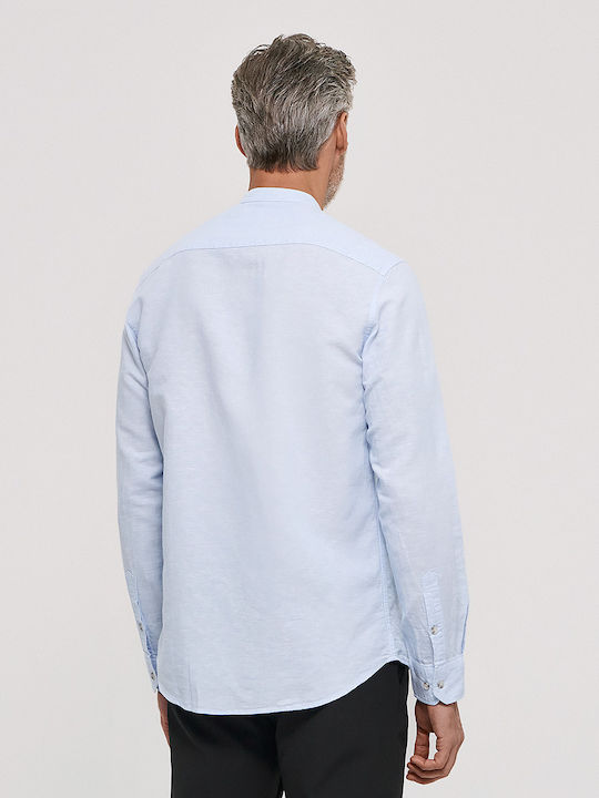 Long Sleeve Linen Shirt in Regular Fit Light Blue