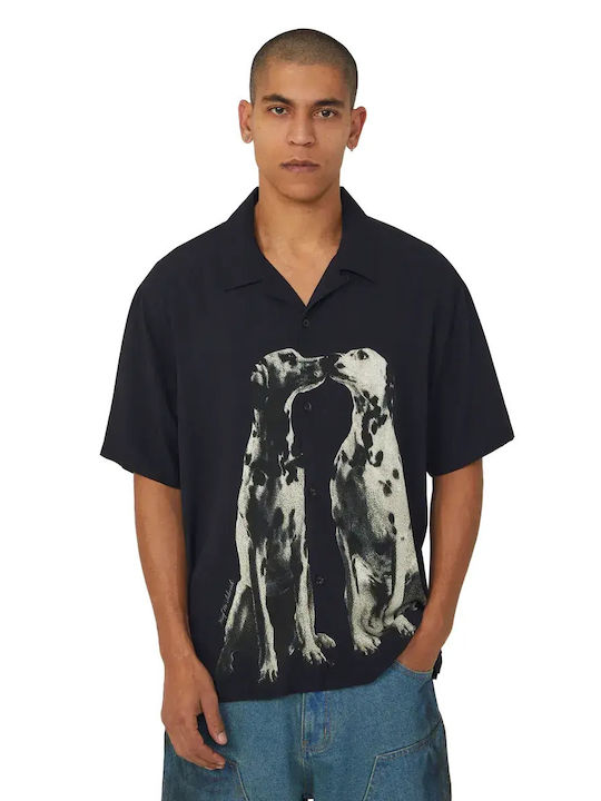 Resort Short Sleeve Shirt in Wide Line Black