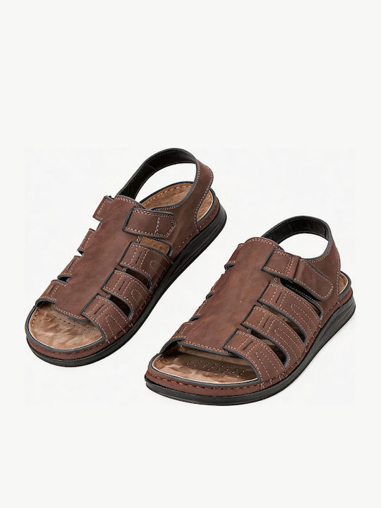 Leather Men's Sandals in Brown Color