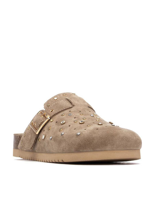 Carmela Footwear Women Leather Anatomic Beige Clogs