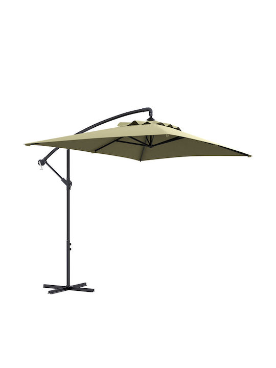 Quadratischer Metallischer Beiger 2.94x1.93m Garten- und Terrassen-Sonnenschirm