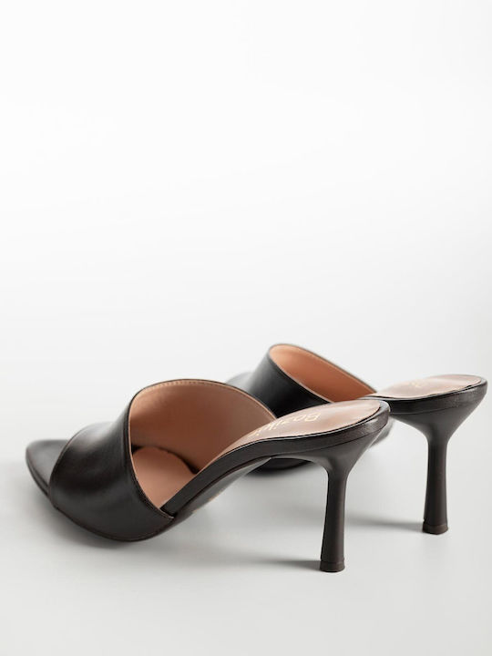 Pantofi Mules Dama Cu Toc Subțire Înalt Maro K26-069-0728 D-Maro