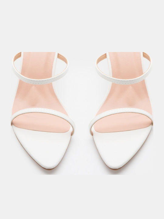 Mules With High Heel In White Colour