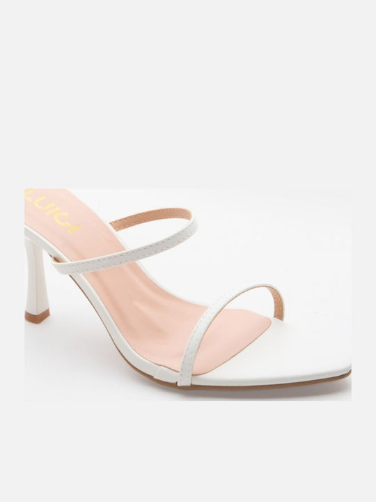 Mules With High Heel In White Colour
