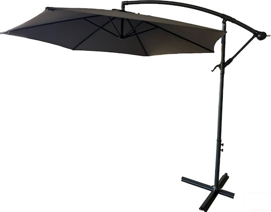 Umbrelă Suspendată Rotundă Metalică Gri cu Bază de Susținere Φ3m Umbrelă Suspendată Rotundă Metalică Gri cu Bază de Susținere Φ3m