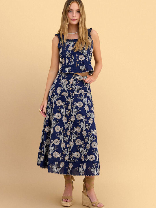 Midi Skirt Floral Multicolour