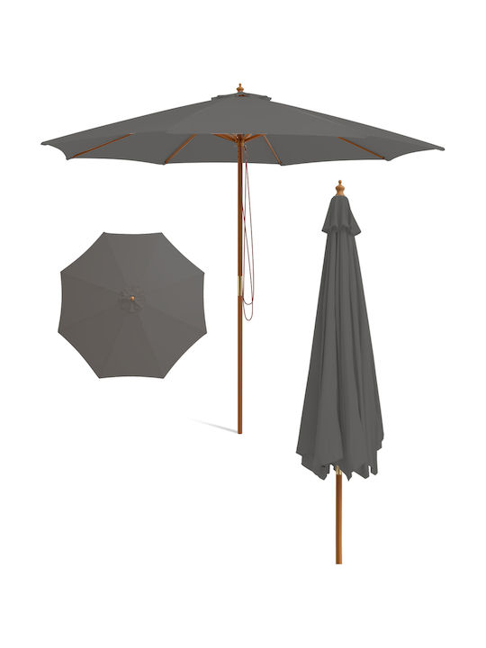 Professioneller Rundschreiben Garten- und Terrassen-Sonnenschirm Holz Grau F3xY3m