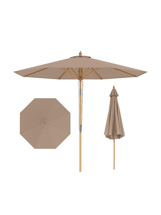 Garten- und Terrassen-Sonnenschirm Boden Rundschreiben Holz Khaki mit Basis NP12796CF