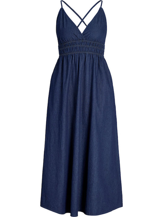 Καλοκαιρινό Midi Φόρεμα Τζιν Dark Blue Denim