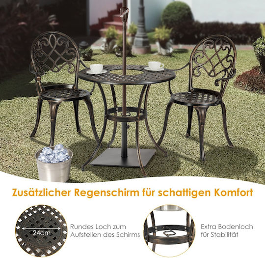Outdoor Dining Room Set 3 Pieces Bronze