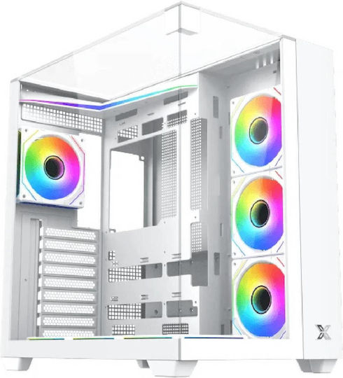 Xigmatek Aqua V Arctic Gaming Midi Tower Кутия За Компютър Със Страничен Прозорец И ARGB Осветление Бяла
