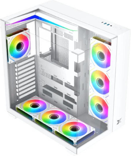 Xigmatek Aqua V Arctic Gaming Midi Tower Кутия За Компютър Със Страничен Прозорец И ARGB Осветление Бяла