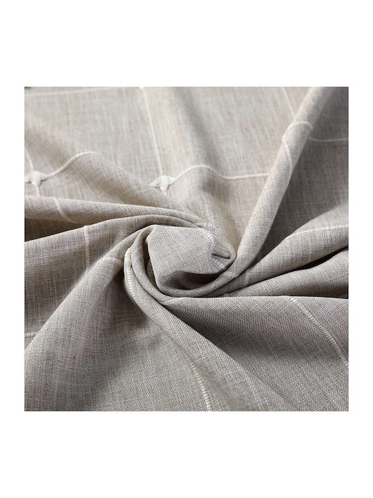 FRIPIA Leinen Tischdecke mit Stickerei Beigefarben 140x250cm