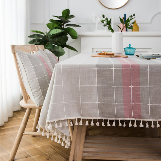 FRIPIA Покривка за маса Ленена с Бродерия Многоцветна 140x250см
