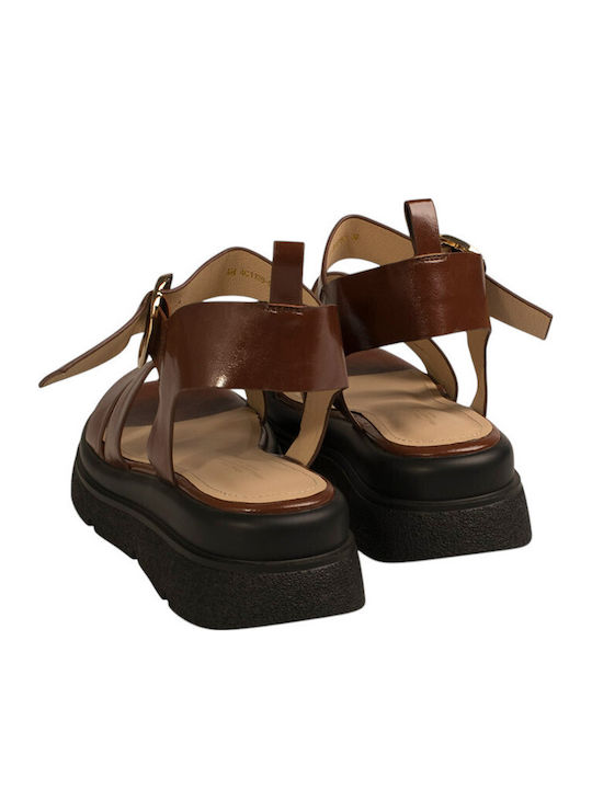 Sandale Casual Damă Flatforme Burgundy