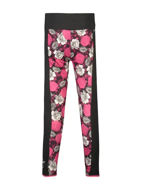 Kinderleggings Sport Kurze Schwarze Rush Pink Flower