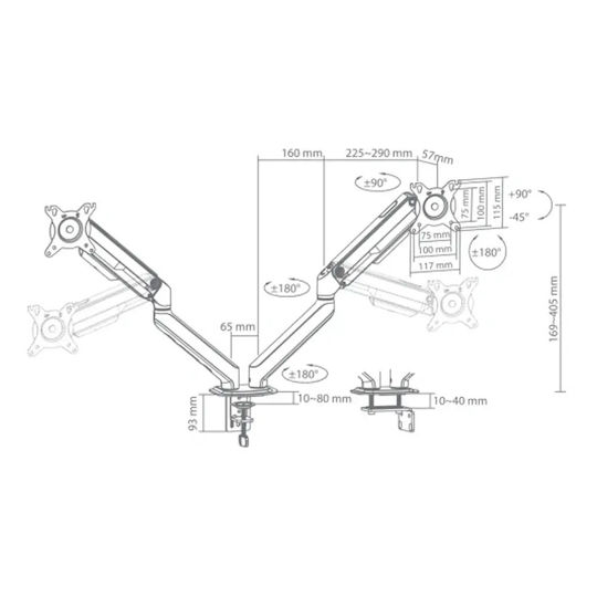 Sbox База За Бюро За 2 Монитора До 32" С Рамо (LCD-S024-3)