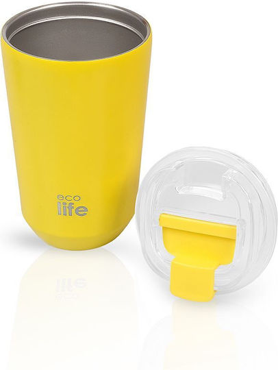 Ecolife Pahar Termos Oțel Inoxidabil / Aluminiu / Plastic Fără BPA 360ml Galben