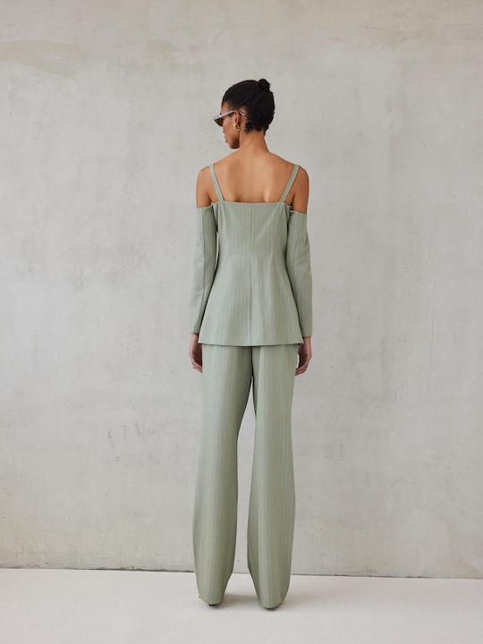 Mix & Match Showroom Γυναικείο Σακάκι Olive Stripe