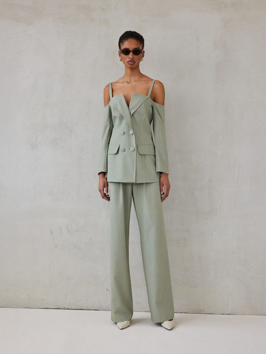 Mix & Match Showroom Дамско Сако Olive На Райета