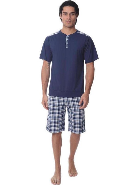 Lydia Creations Sommer Herrenpyjama Blau