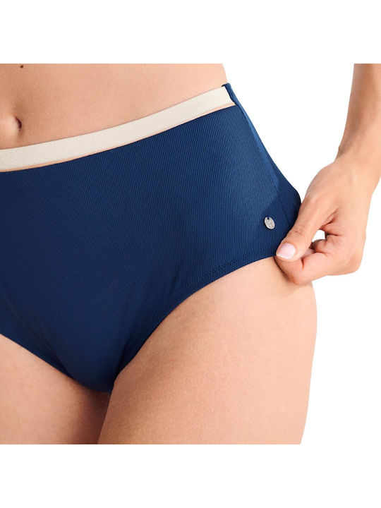 Slip Bikini Inferioare Talie Înaltă Albastru Marin