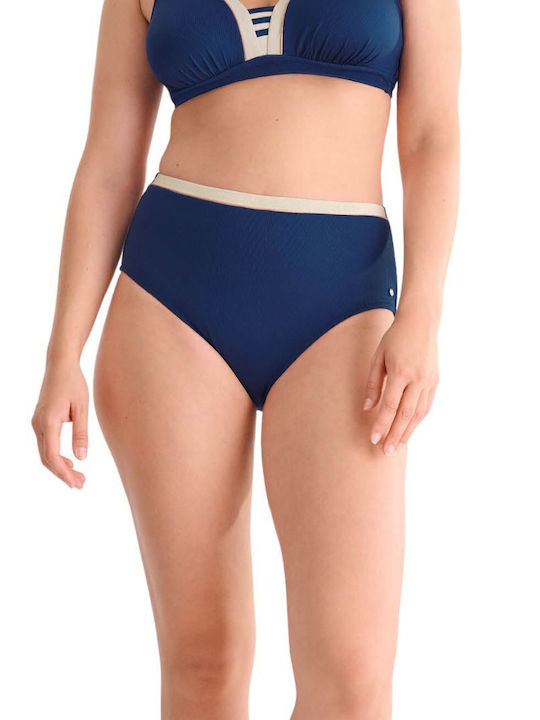 Slip Bikini Inferioare Talie Înaltă Albastru Marin