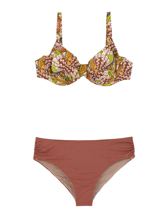 Plus Size Γυναικείο Μαγιό Bikini Μπανέλα Flexfit Cups Ethnic Σοκολά Plus Size Γυναικείο Μαγιό Bikini Μπανέλα Flexfit Cups Ethnic Σοκολά