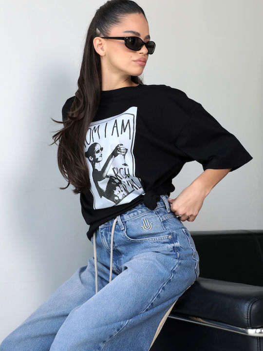 Kurzärmeliges Schwarzes Damen T-Shirt