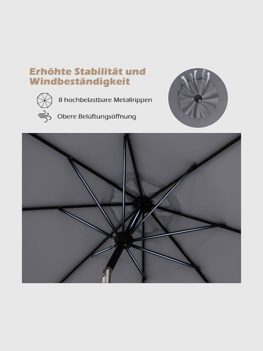 Umbrelă De Pardoseală Rotundă Metalică Gri Φ3.03m NP12259HS