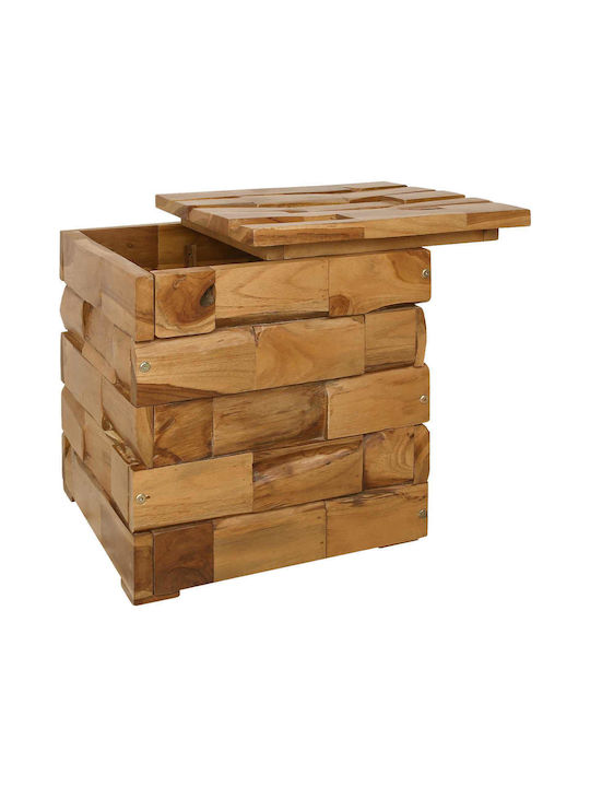Living Room Stool With Storage Space Wooden Brown 40.5x39.5x45cm
