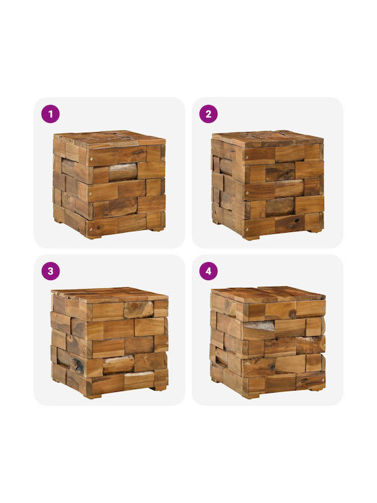 Living Room Stool With Storage Space Wooden Brown 40.5x39.5x45cm