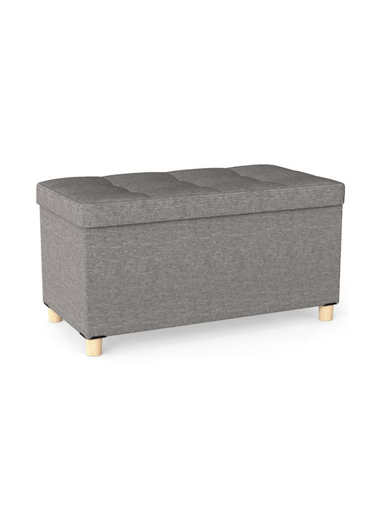 Υποπόδιο με Αποθηκευτικό Χώρο Επενδυμένο με Ύφασμα Γκρι 76x39x38εκ.