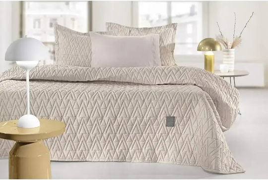 Guy Laroche Kylian Σετ Κουβερλί Υπέρδιπλο Microfiber Μπεζ 220x240cm 2τμχ