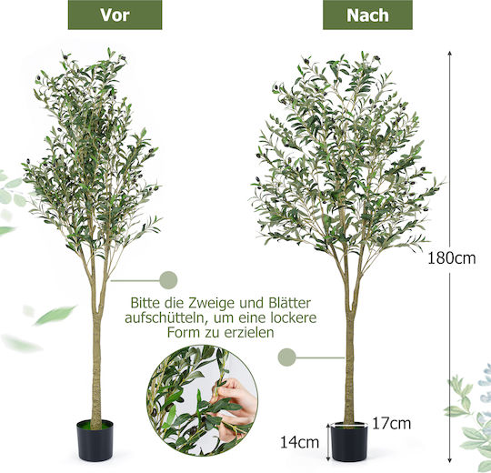 Costway Artificial Olive 180 cm Plastic Pot Green 180 x 17 x 17 cm Hz10380-1