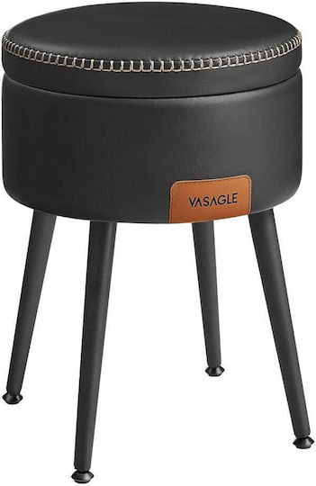 Stool For Living Room With Storage Space Black 38.2x38.2x44.4cm