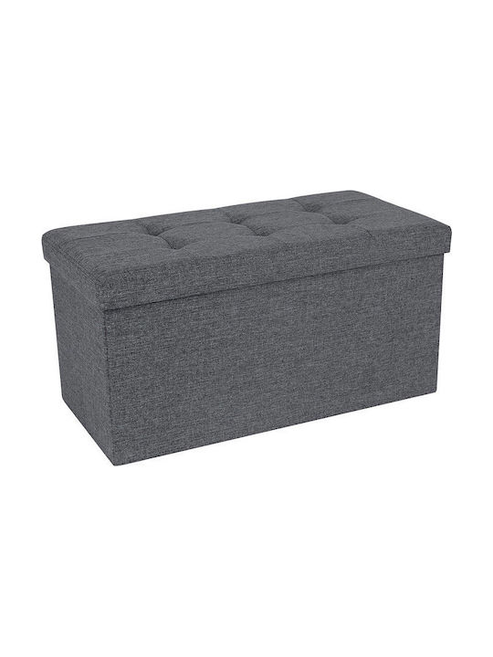 Bench Stool with Storage Space Upholstered with Gray Fabric 76x38x38cm