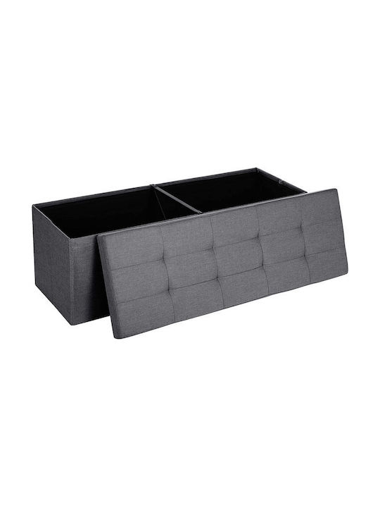 Taburet cu Spațiu de Depozitare Îmbrăcat în Țesătură Gri 110x38x38cm