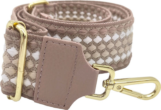 Adjustable Bag Strap 5cm Crossbody or Shoulder Gold Metal Hook Polka Dot Design Dusty Pink