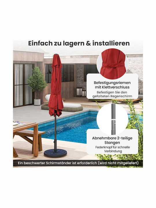 Professional Floor Parasol Circular Metal Red with Base Φ2.3m NP12189BUG