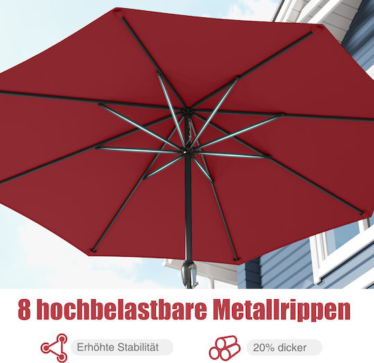 Professional Circular Floor Parasol Metal Burgundy with Base Φ2.5m NP12130WN