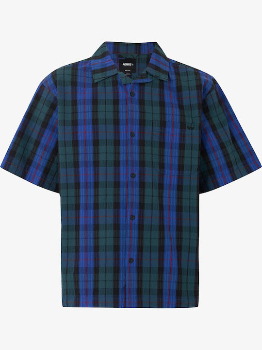 Short Sleeve Checked Blue Shirt