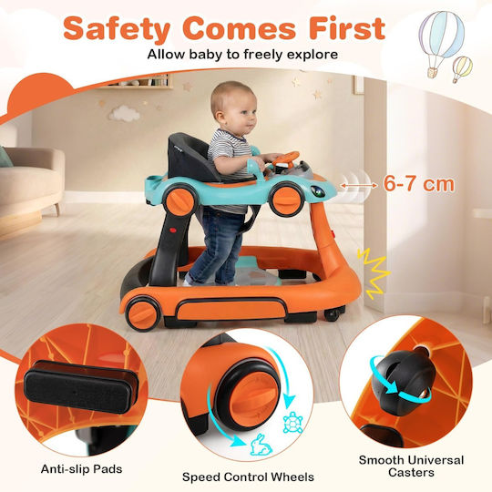 Costway Baby Walker For 7+ Months Orange