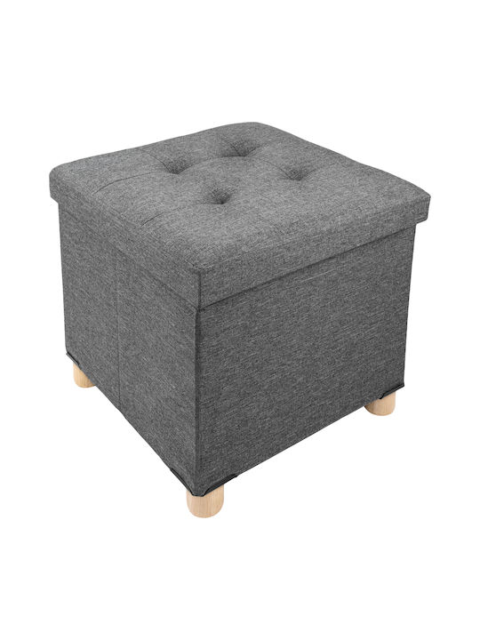 Suport Pentru Picioare Cu Spațiu De Depozitare Tapițat Cu Țesătură Gri 38x38x38cm Taburet Cu Lemn Gri 12
