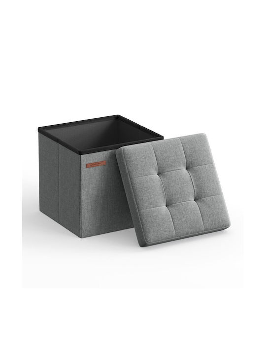Living Room Stool with Storage Space Upholstered with Gray Fabric 30x30x30cm