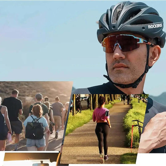 Rockbros Cycling Glasses with Multicolour Frame & Photochromic / Multicolour Lenses